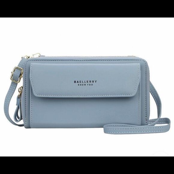 NWT Blue Hand crafted 12 Card Slot Large Capacity Crossbody Handbag - Picture 7 of 7